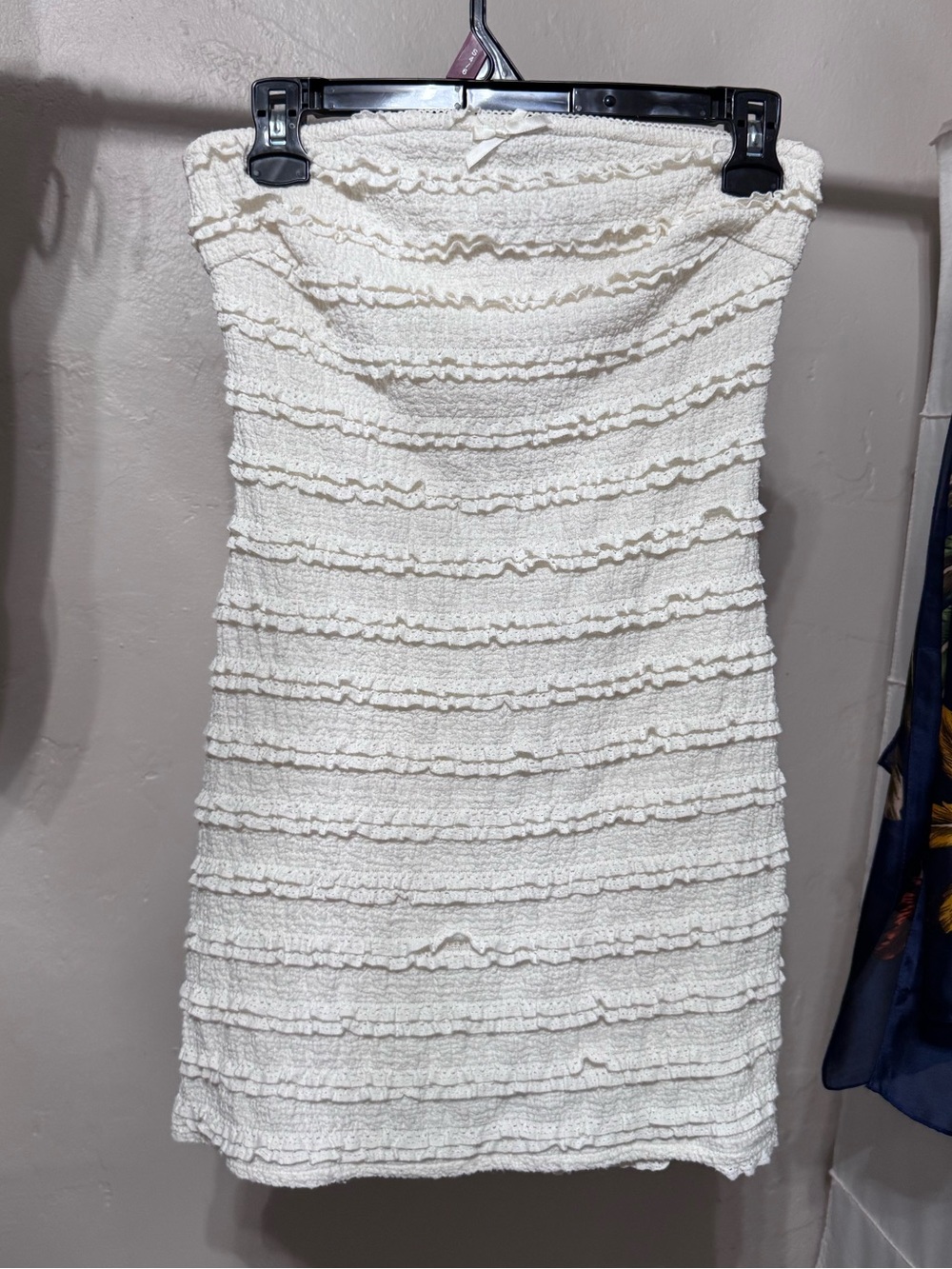 Bear Dance Off-White Strapless Tiered Ruffle Bodycon Mini Dress Size Small